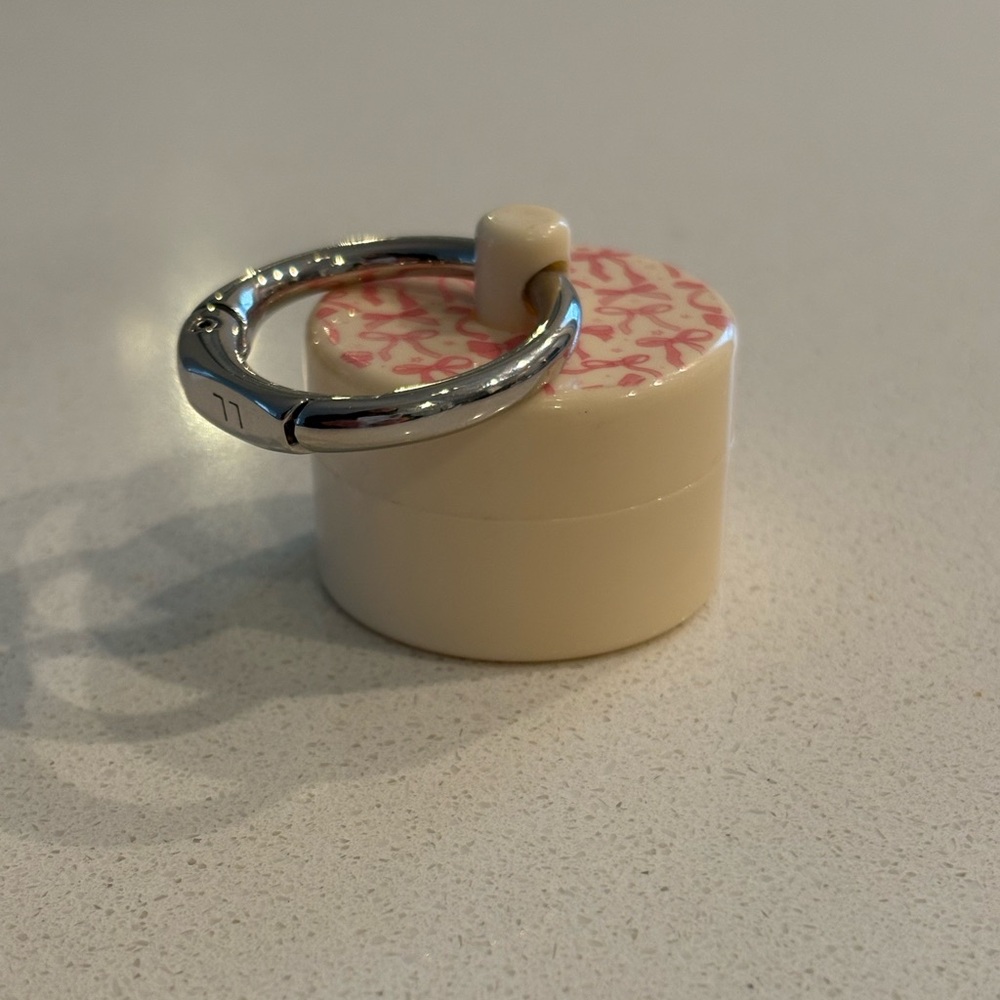 Cream and Pink Keychain Jewelry Holder